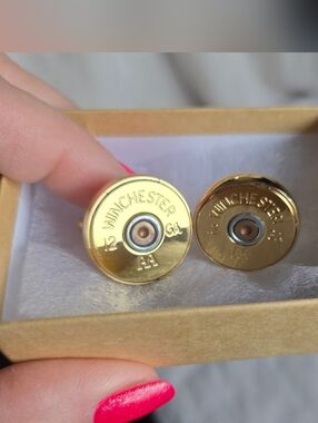 Genuine Winchester AA 12 Gauge Brass Shotgun Shell Cufflinks